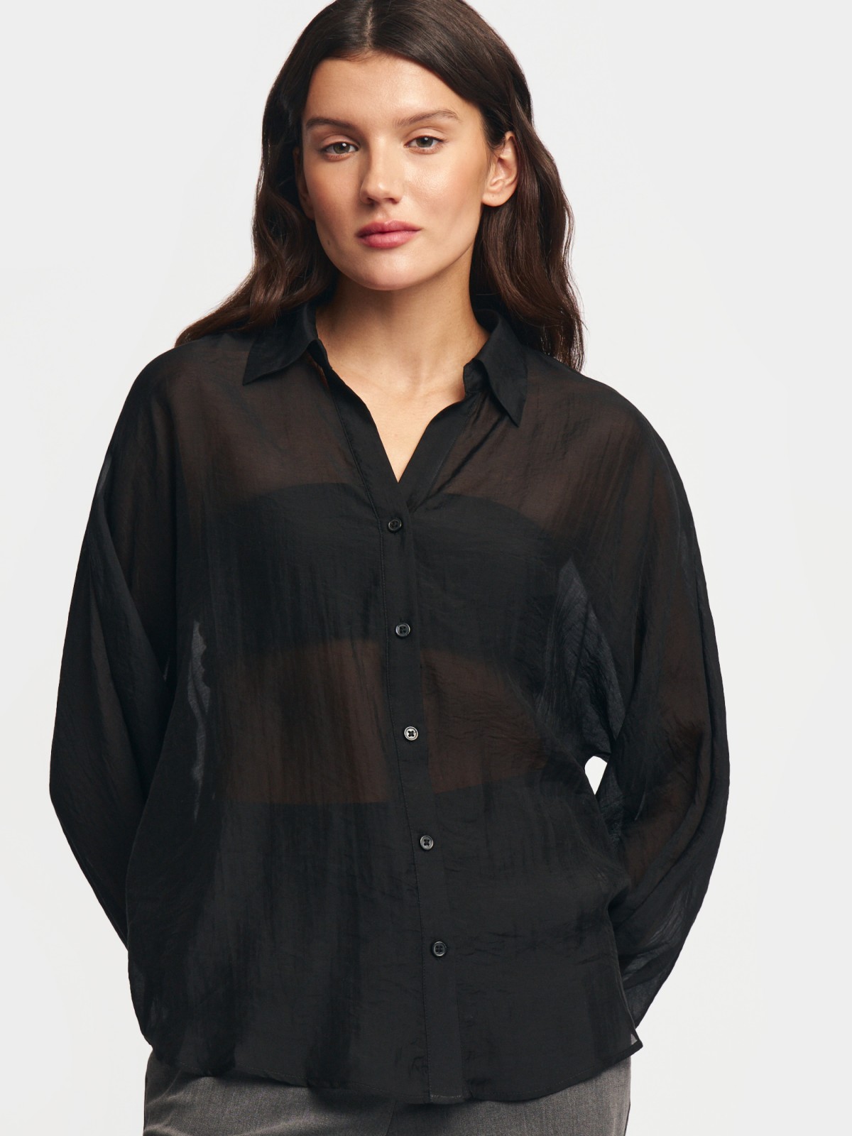 Полупрозрачная рубашка оверсайз