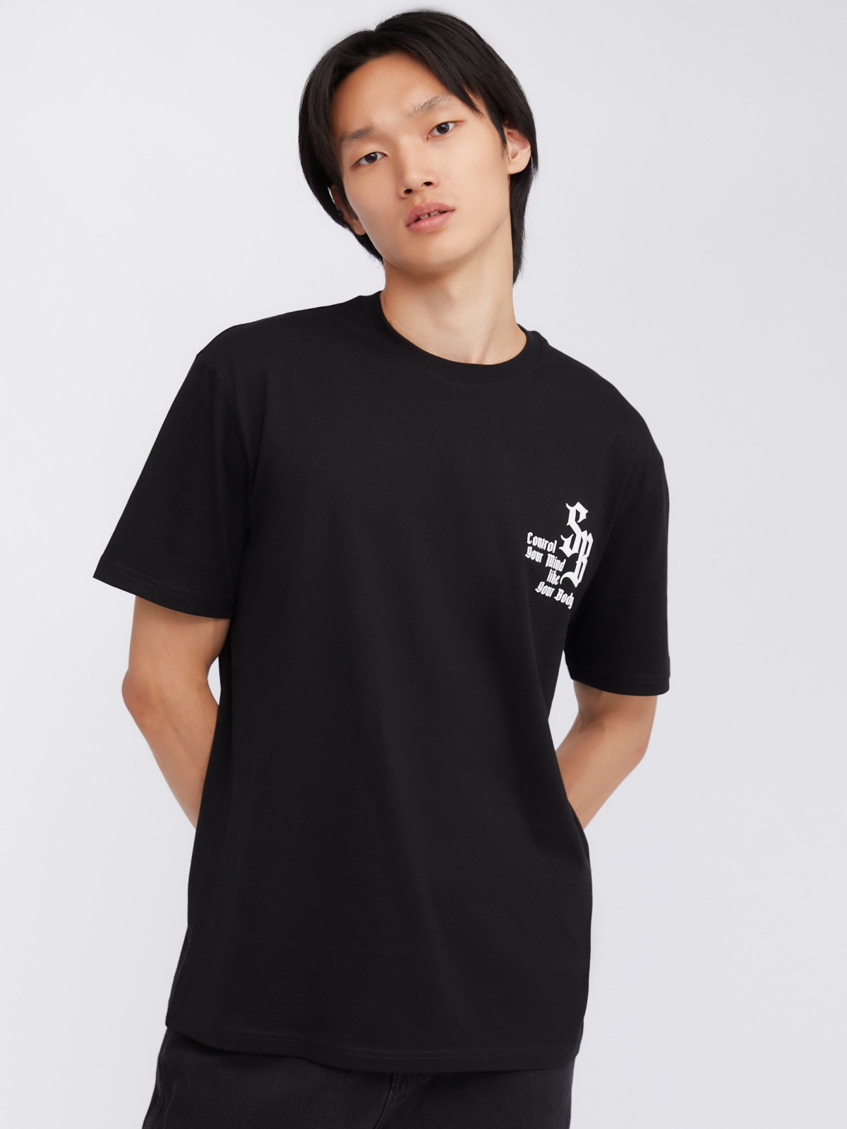 Футболка из хлопка с принтом на спине