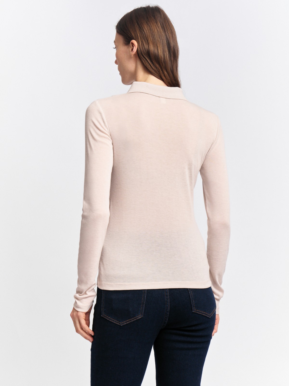 Трикотажный лонгслив поло на пуговицах