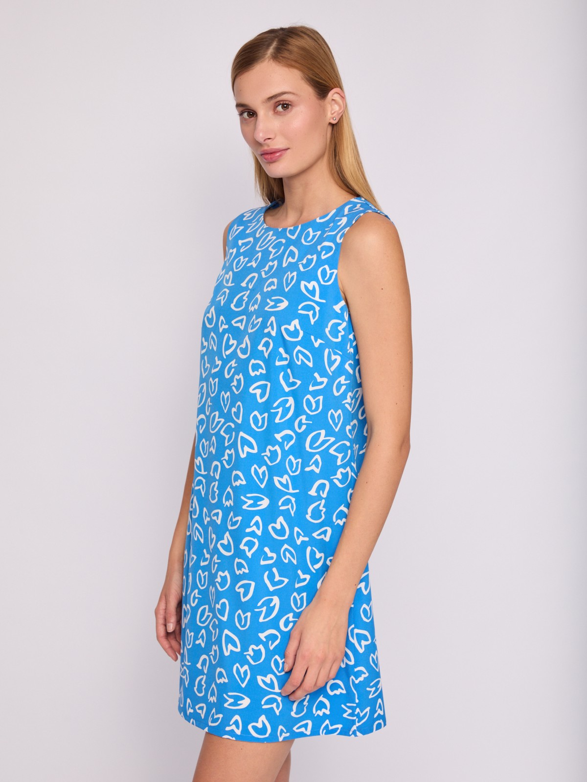 Платье мини без рукавов с вырезом на спине zolla 024238262402, цвет светло-голубой, размер XS