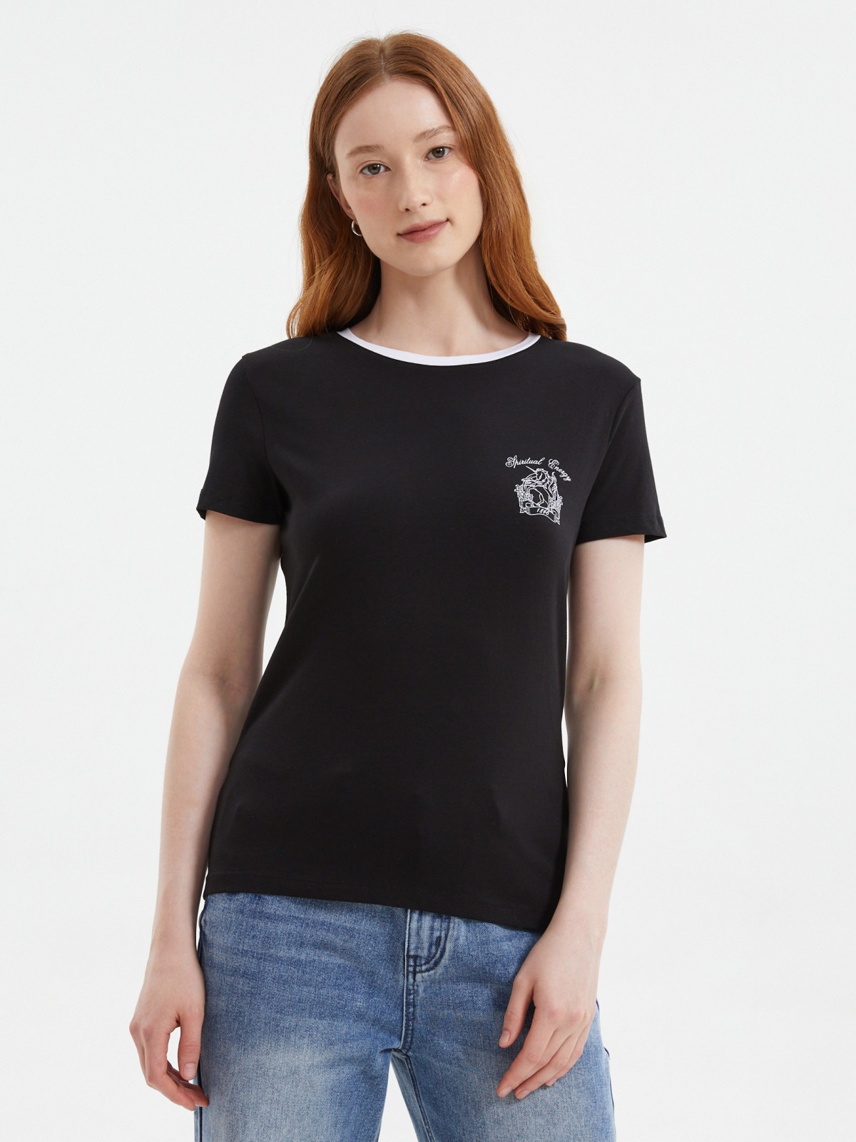 Трикотажная футболка из хлопка с принтом