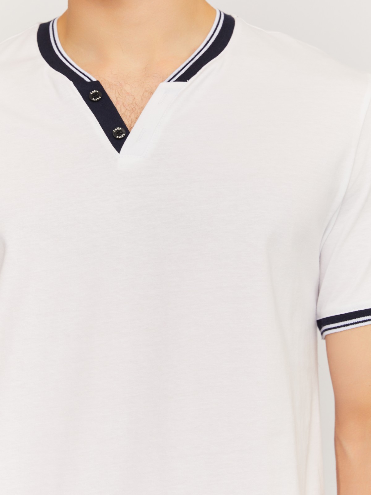 Футболка хенли из хлопка с коротким рукавом