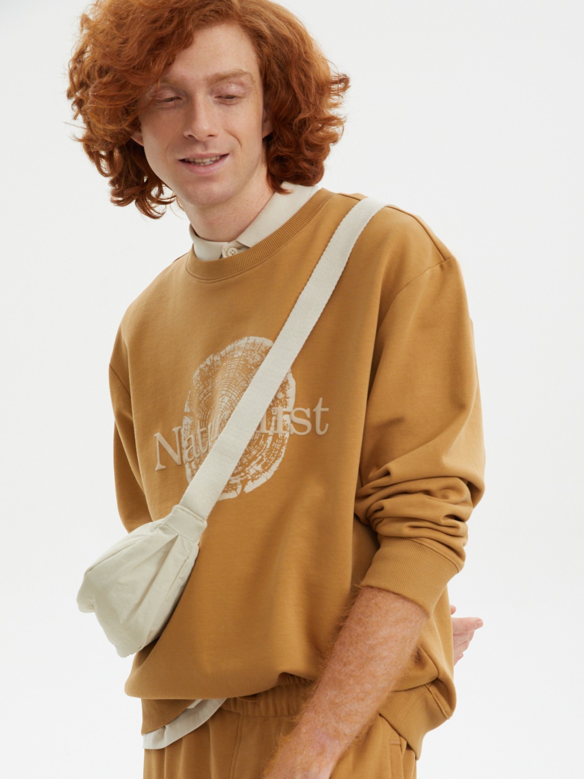 Свитшот из хлопка с принтом-надписью