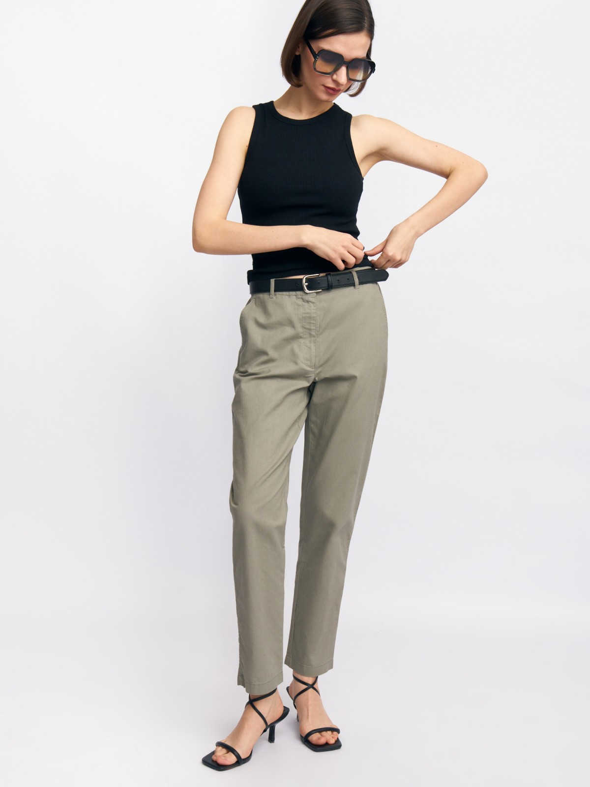 Льняные зауженные брюки-чинос