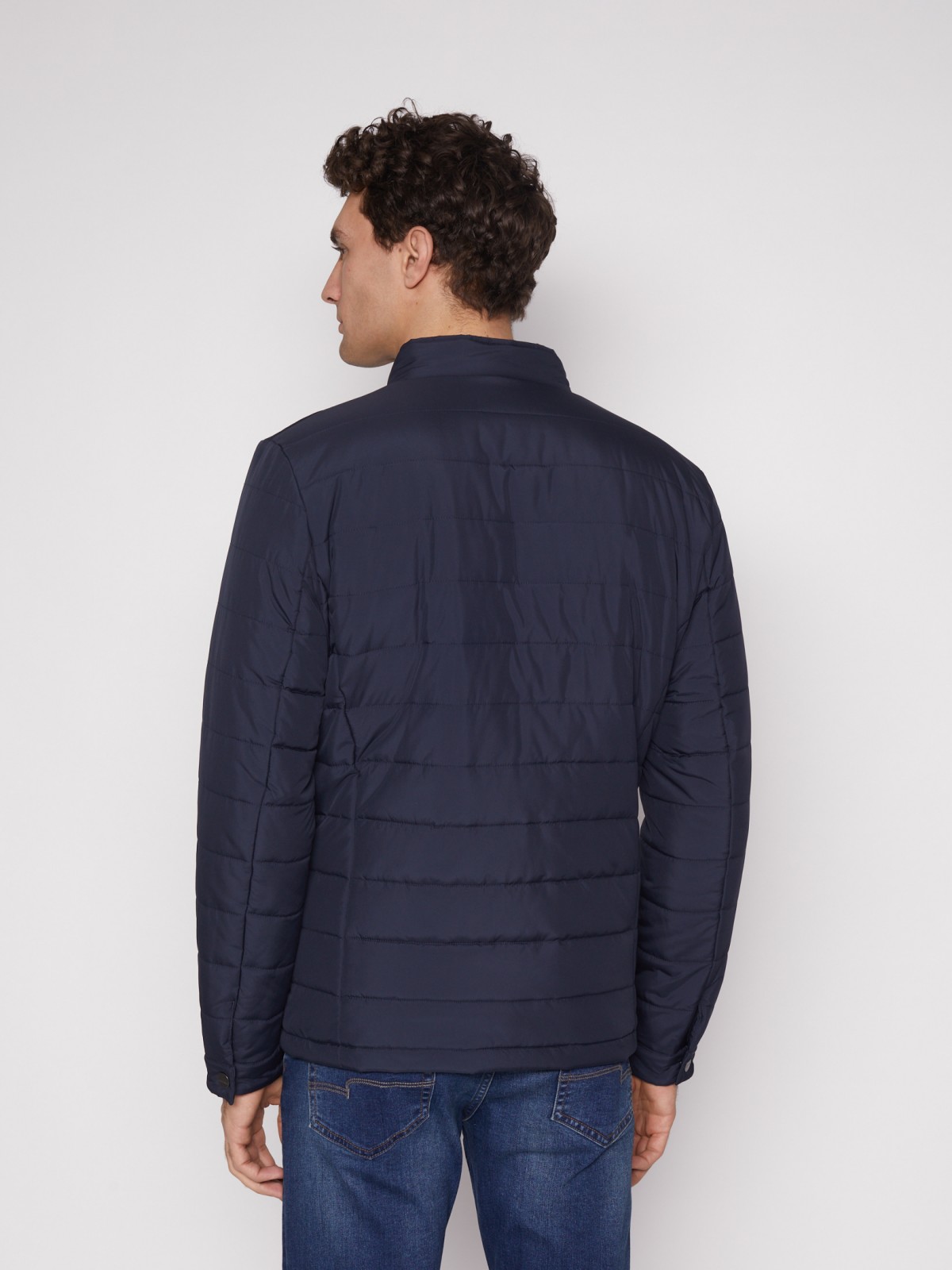 Куртка-косуха с воротником-стойкой zolla 012135139134, цвет синий, размер M - фото 6