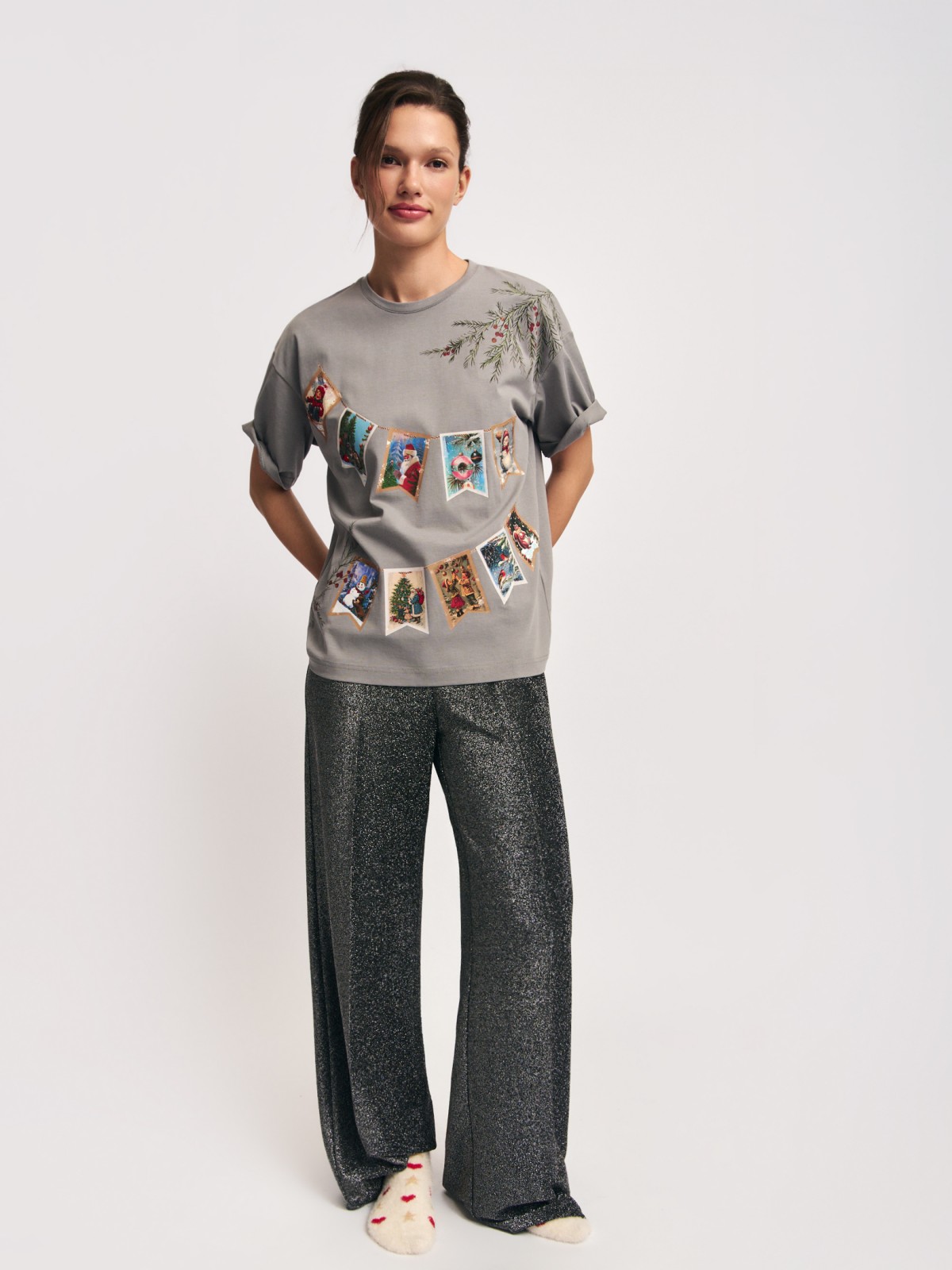 Футболка из хлопка с новогодним принтом