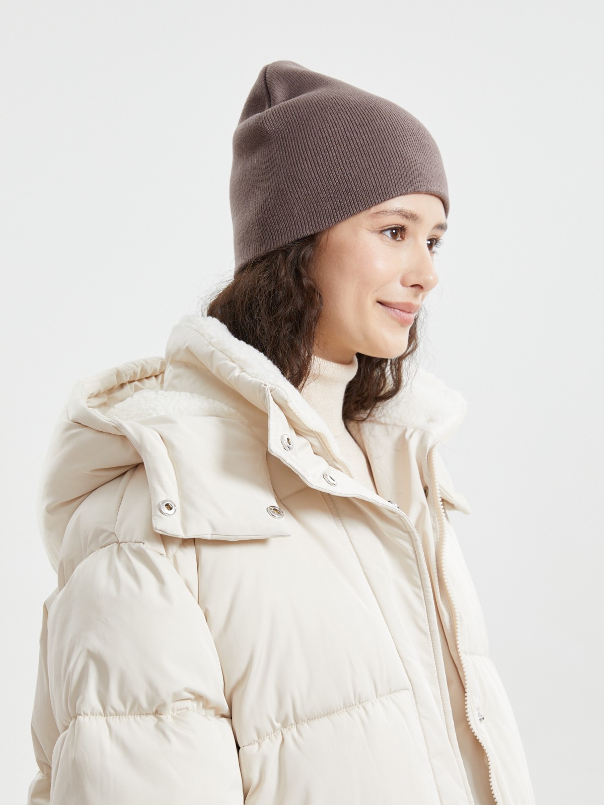 Трикотажная шапка-бини без отворота