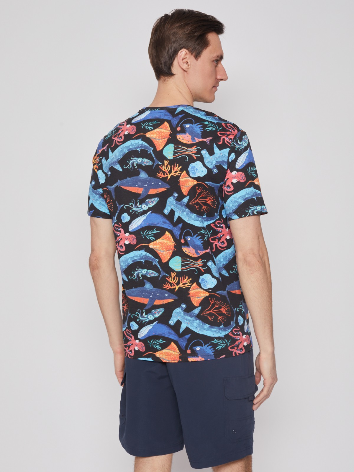 Принтованная футболка из хлопка с коротким рукавом