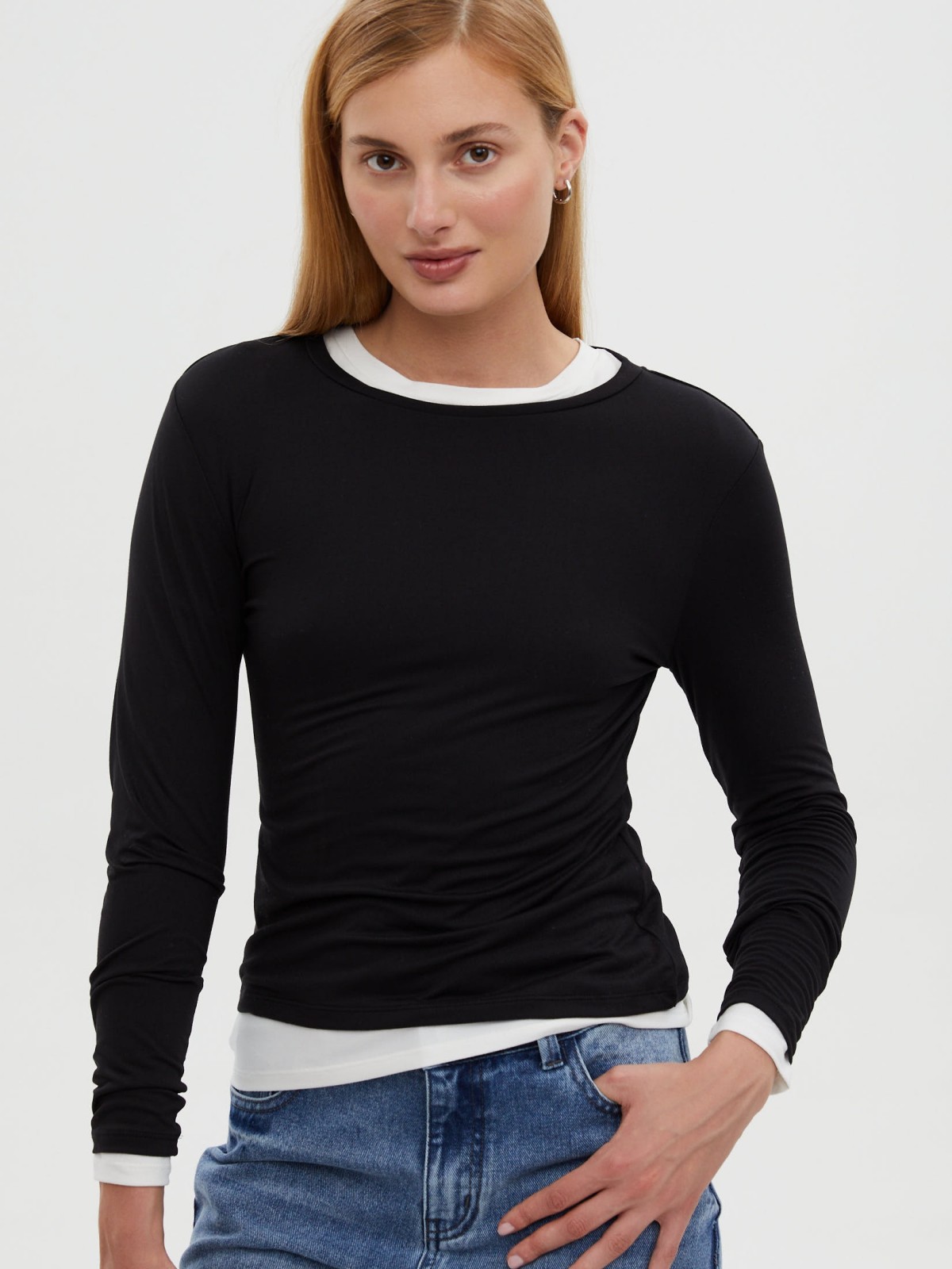 Однотонный трикотажный лонгслив