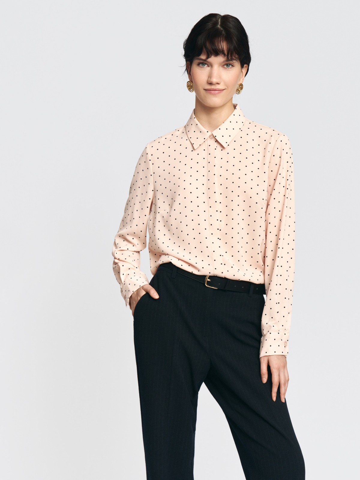 Рубашка прямого фасона в горошек