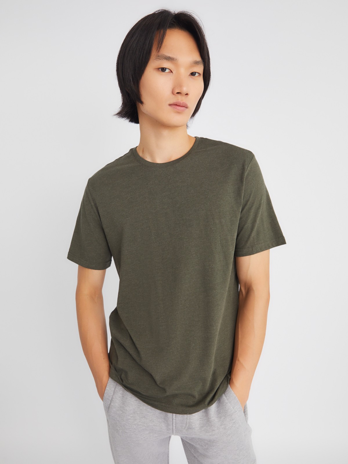 Трикотажная футболка с круглым вырезом