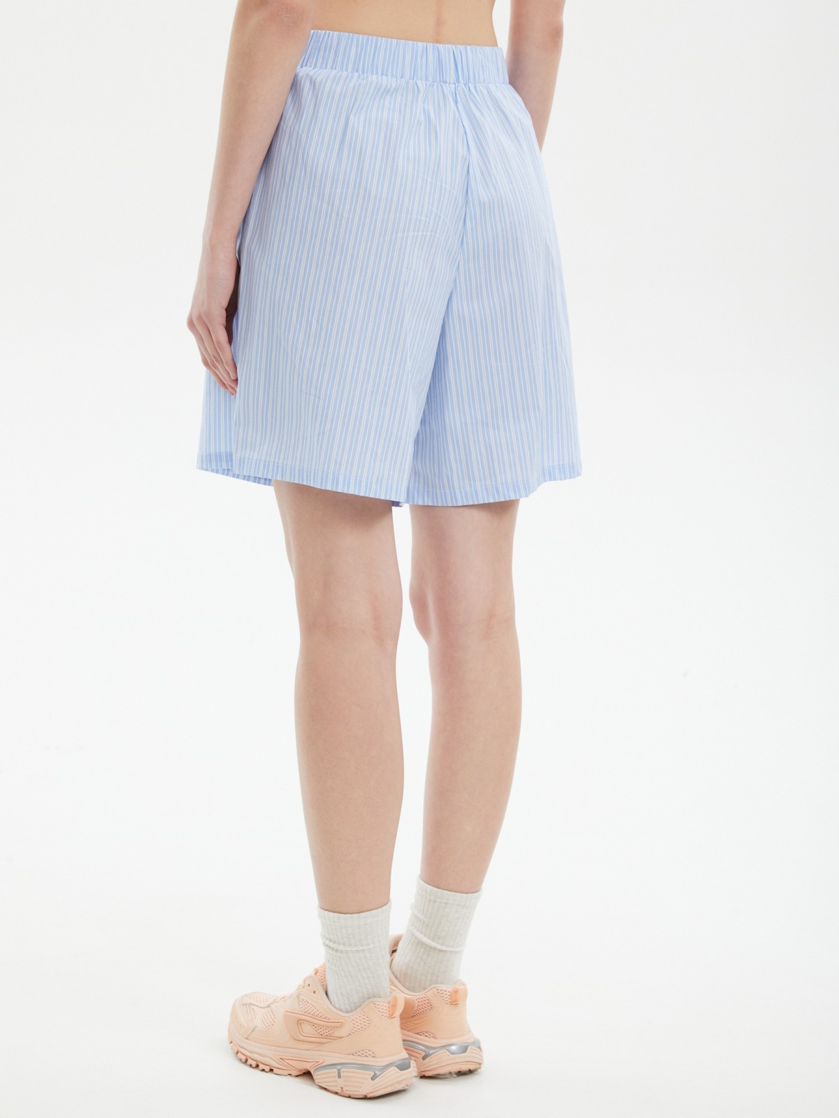 Шорты из хлопка на резинке в полоску