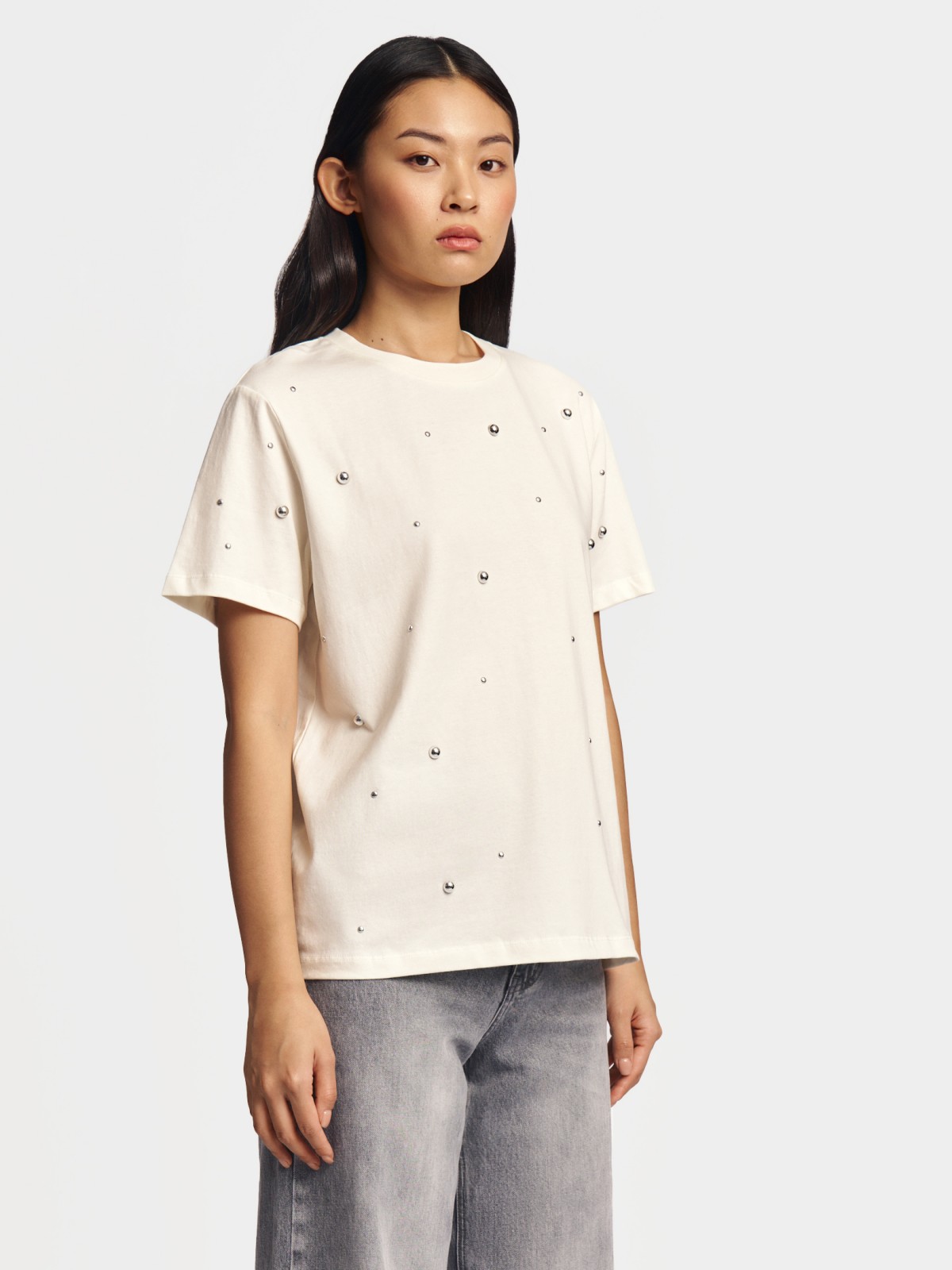 Футболка оверсайз из хлопка с декором