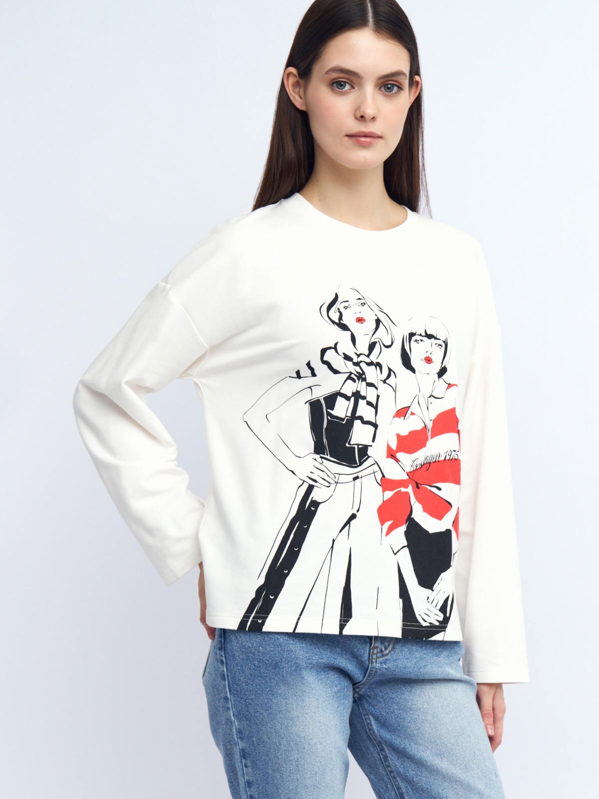 Трикотажный лонгслив с принтом