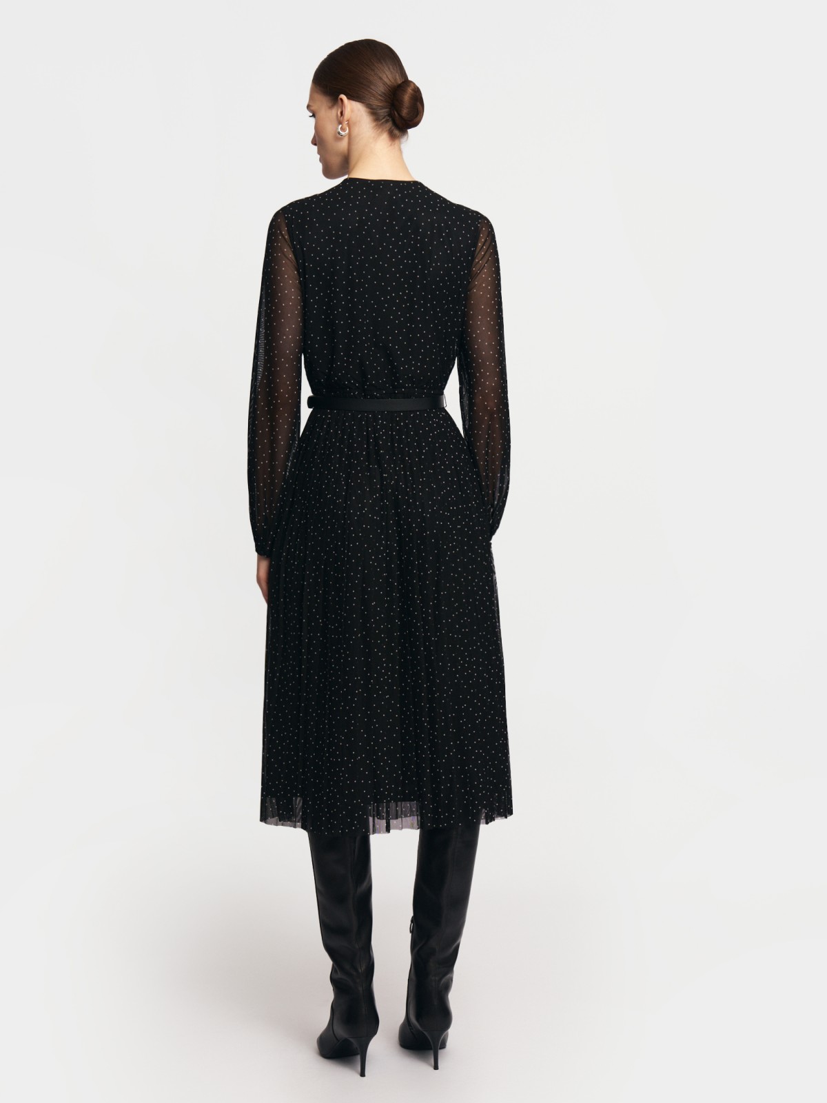 Платье миди с плиссировкой и ремнём