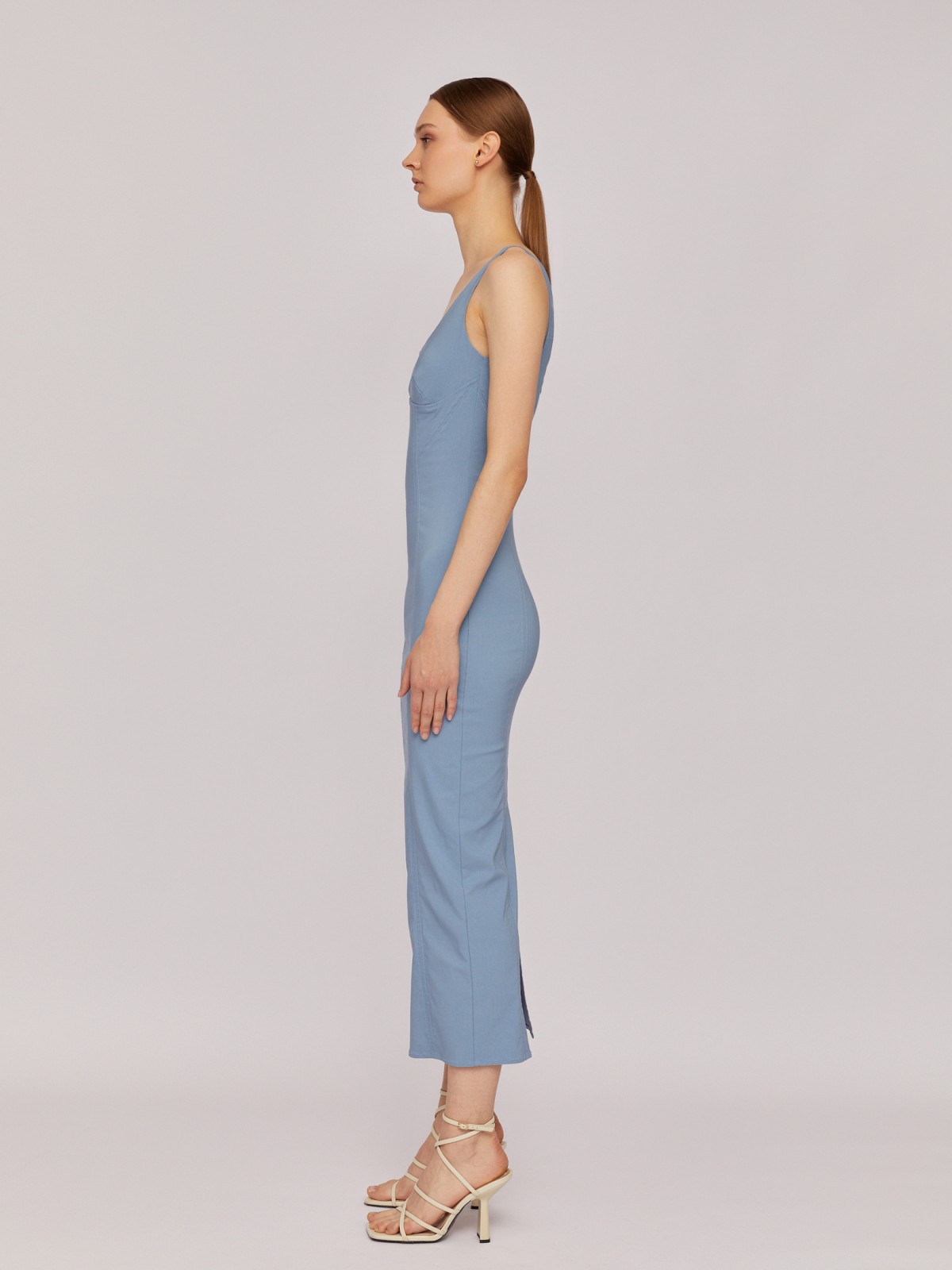 Платье-футляр без рукавов с имитацией корсета zolla 02425824Y091, цвет голубой, размер XS - фото 3