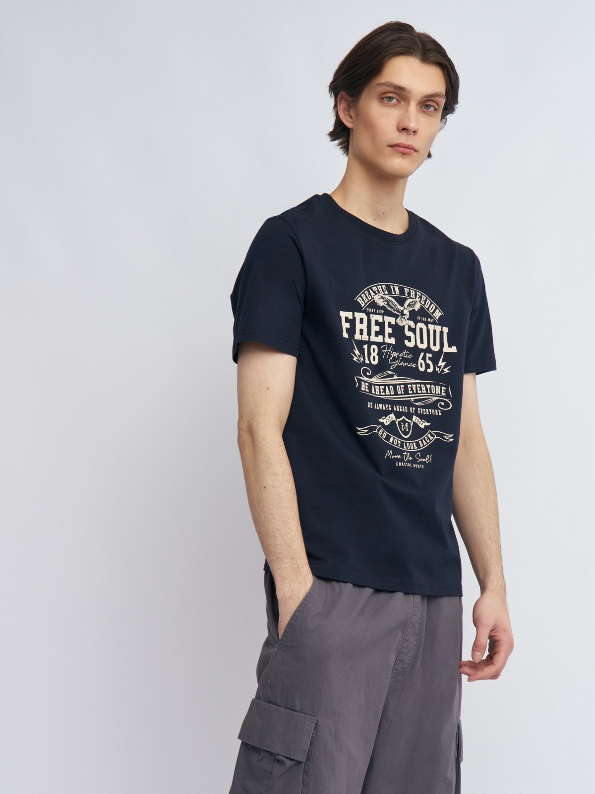 Футболка из хлопка с принтом-надписью