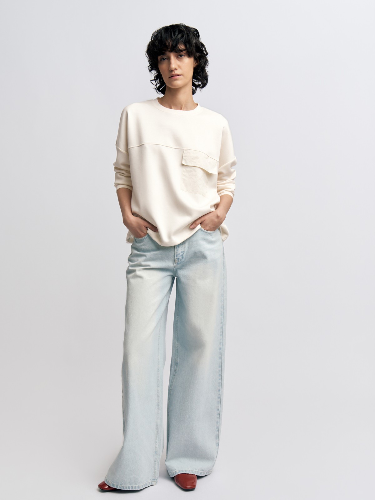 Джемпер на кулиске с карманом