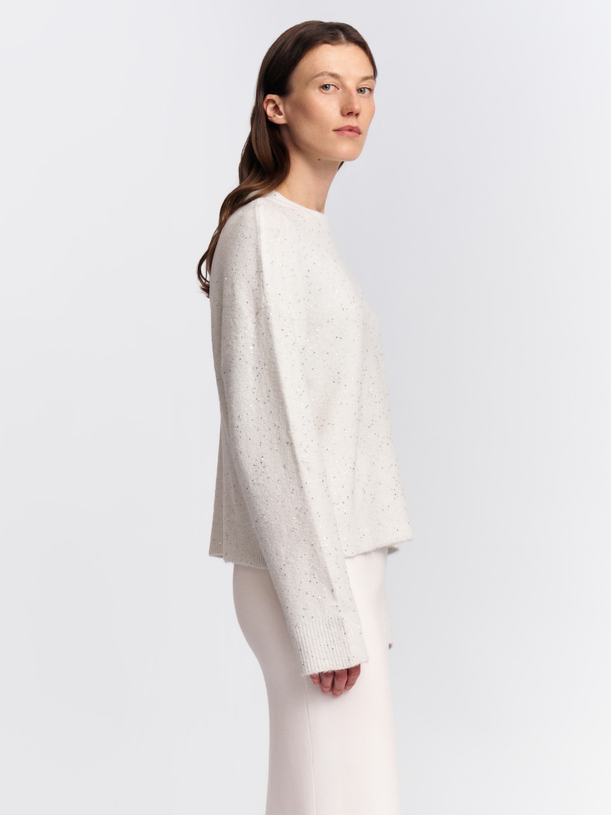 Вязаный джемпер с люрексом и пайетками