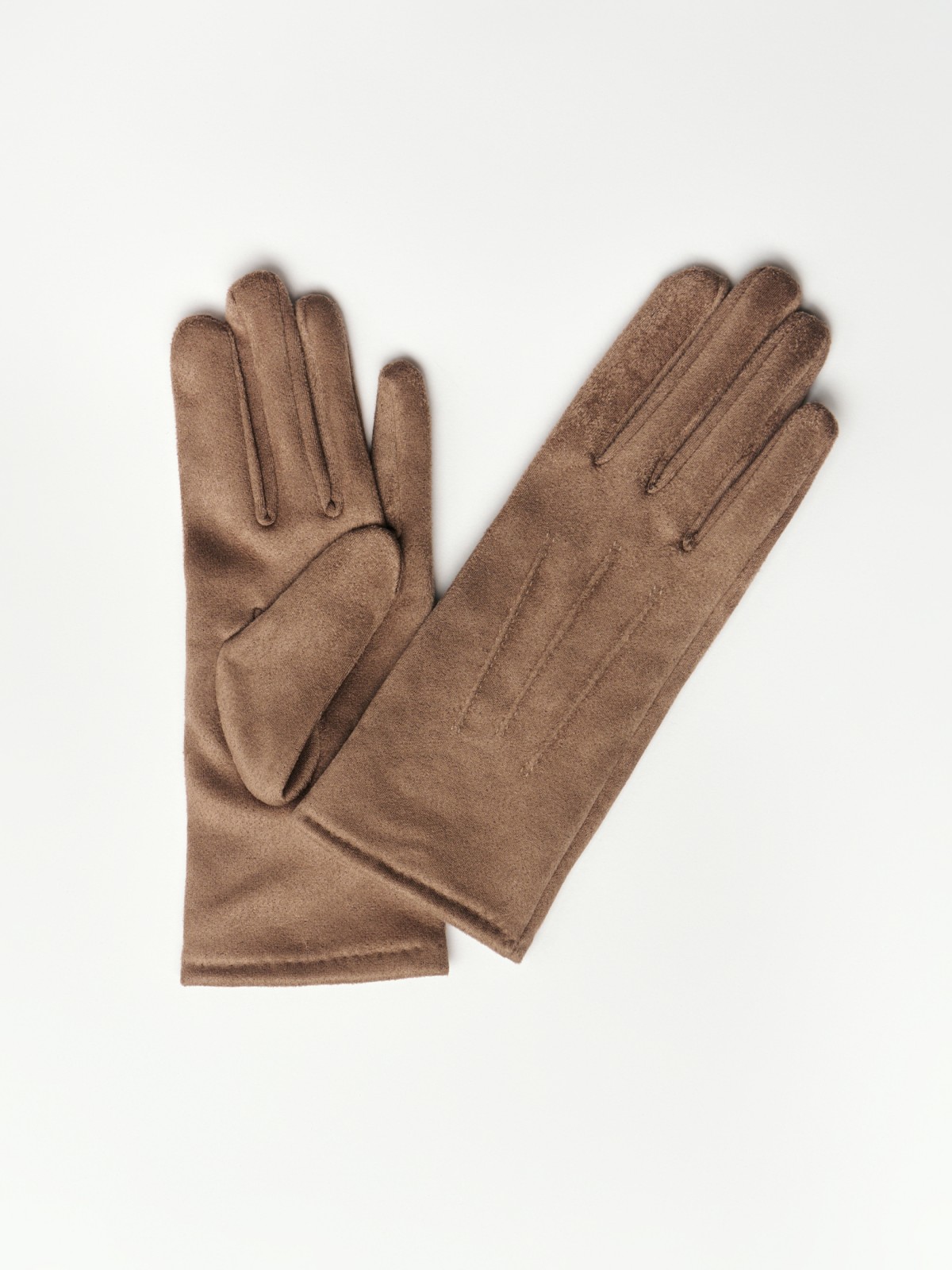 Утеплённые замшевые перчатки с экомехом