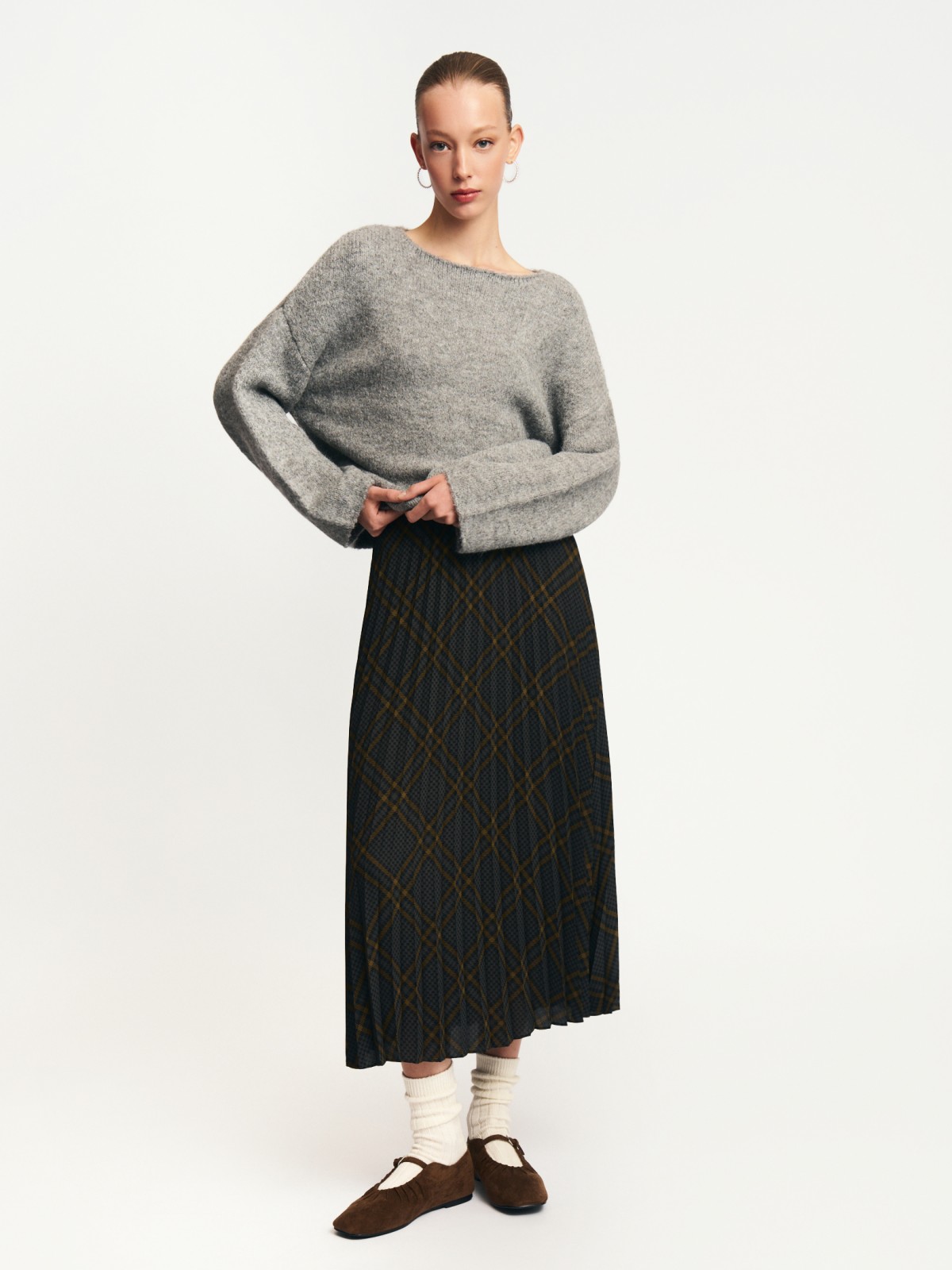 Юбка плиссе на резинке в клетку