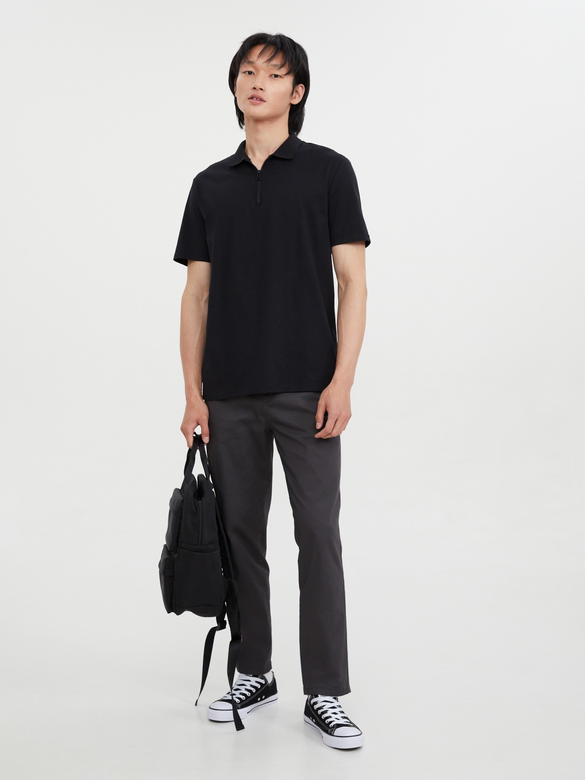 Футболка поло из хлопка на молнии