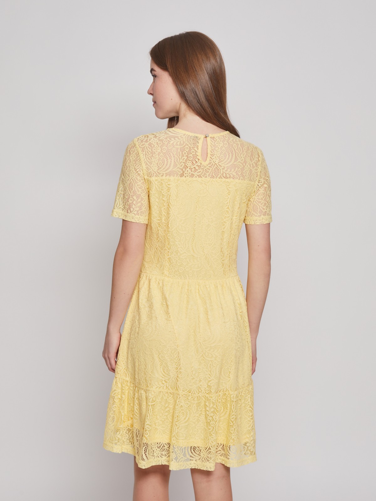 Кружевное платье с коротким рукавом zolla 02223829F293, цвет светло-желтый, размер XS - фото 6