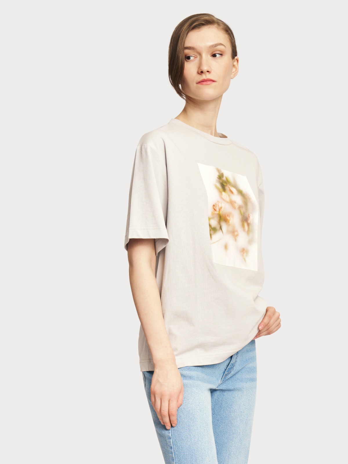 Трикотажная футболка из хлопка с принтом