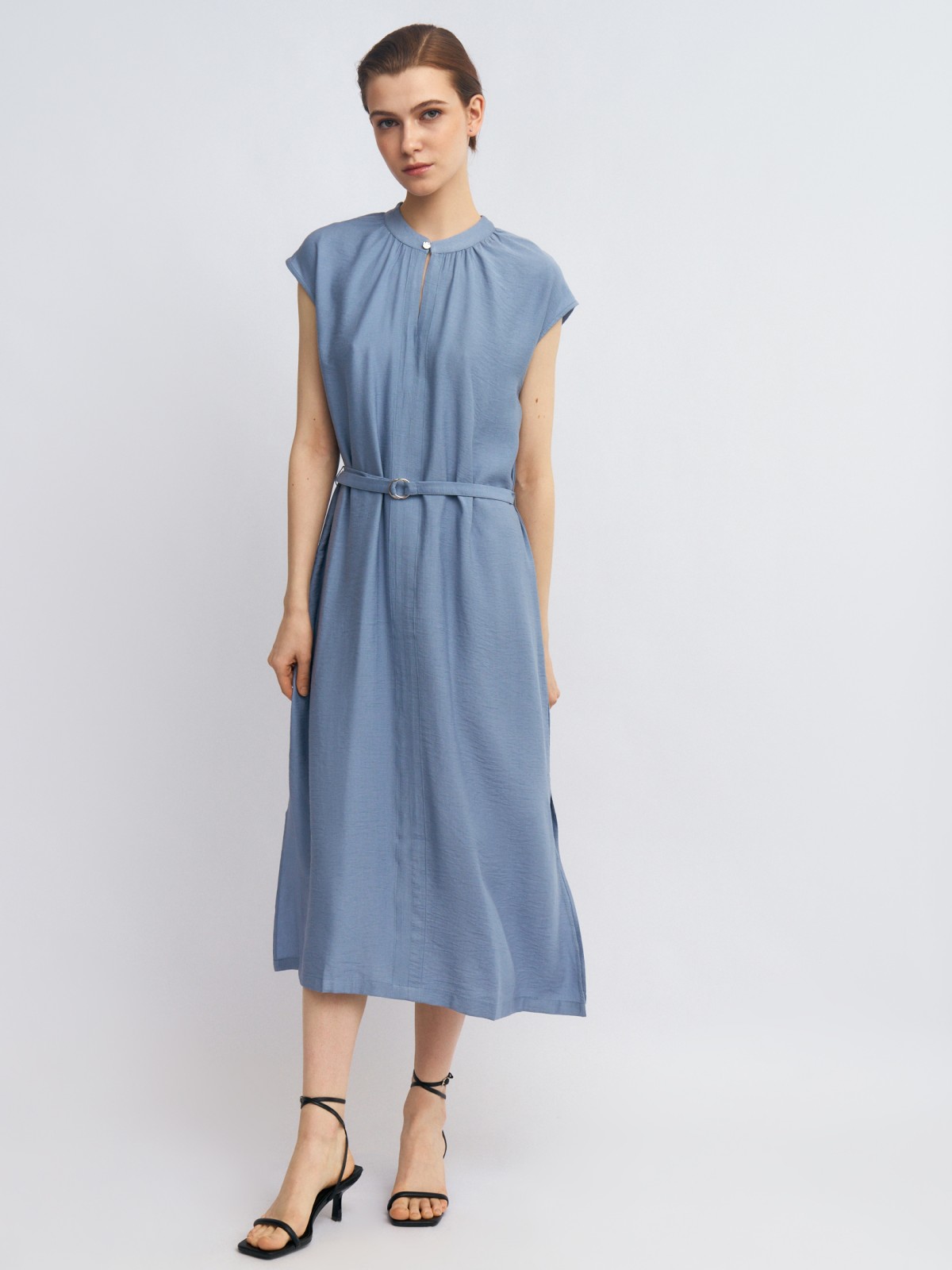 Платье-рубашка из вискозы с поясом