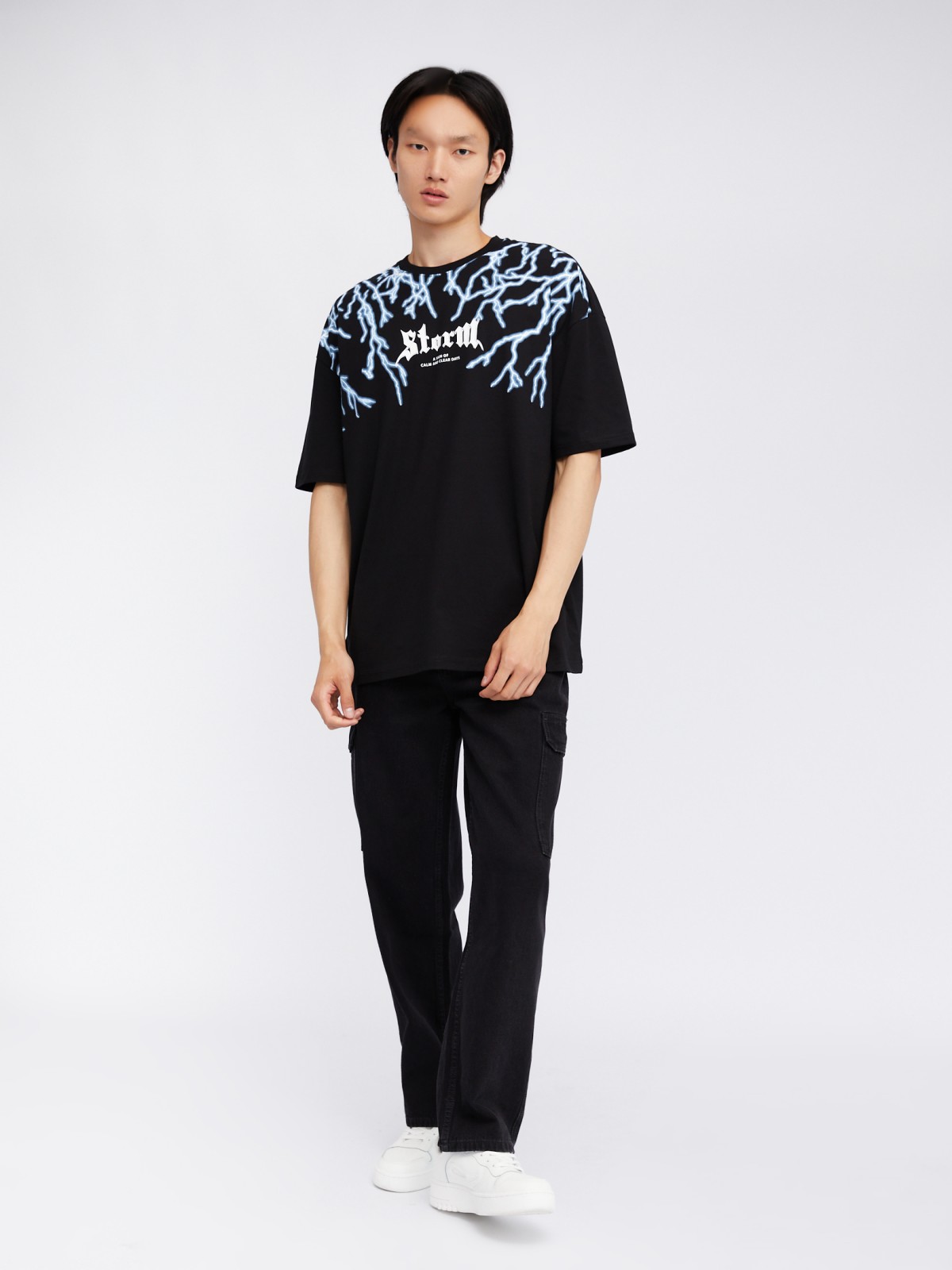 Футболка оверсайз силуэта из хлопка с принтом