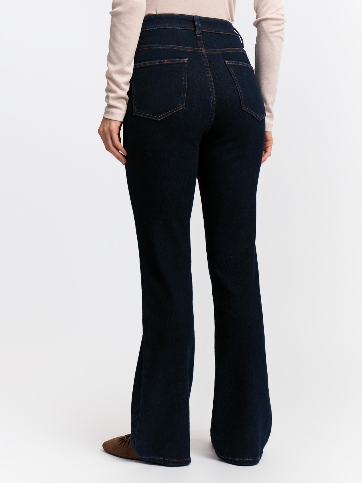 Утеплённые джинсы силуэта Bootcut с начёсом