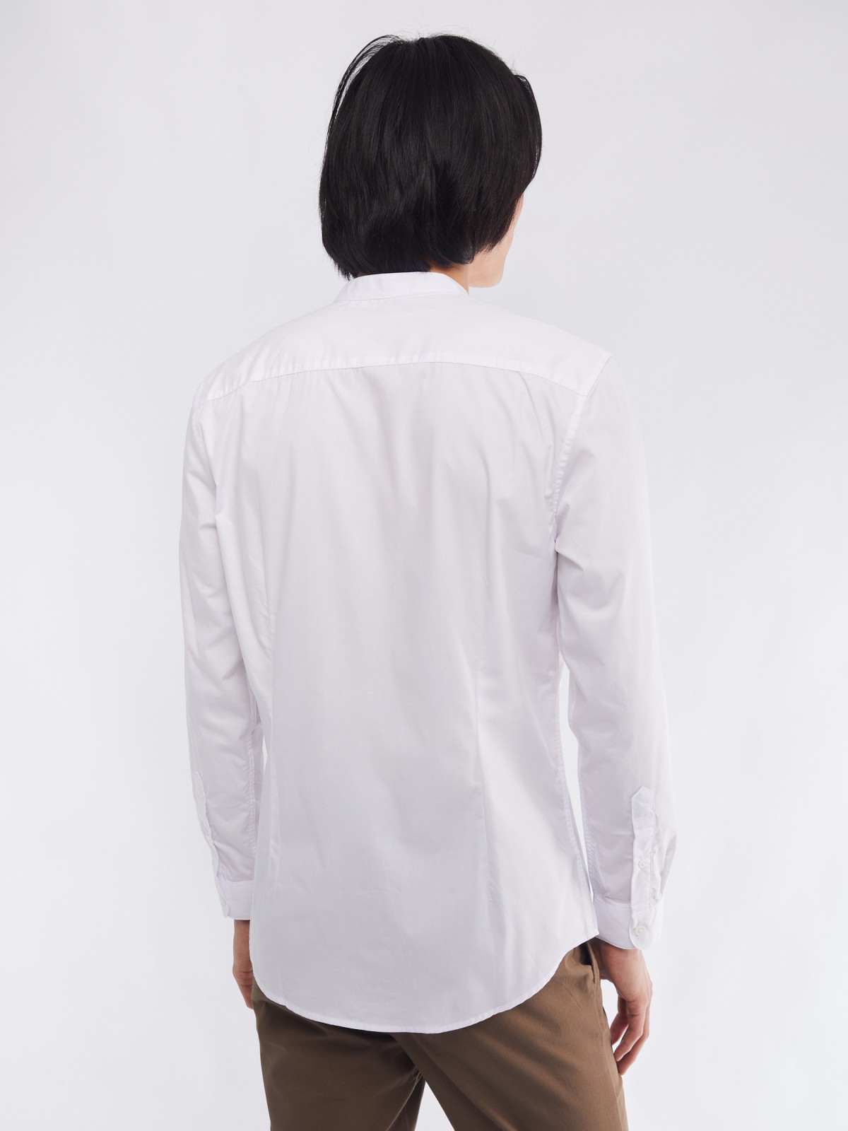 Офисная рубашка с воротником-стойкой и длинным рукавом zolla 01411217W072, цвет белый, размер M - фото 6
