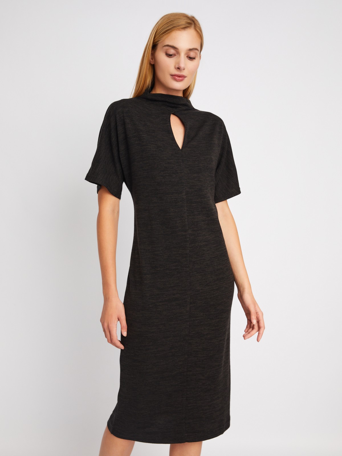 Платье длины миди с акцентным вырезом zolla 02411819F201, цвет черный, размер S - фото 1