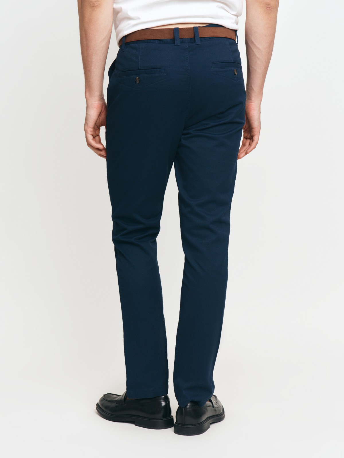 Брюки силуэта Slim из хлопка с ремнём