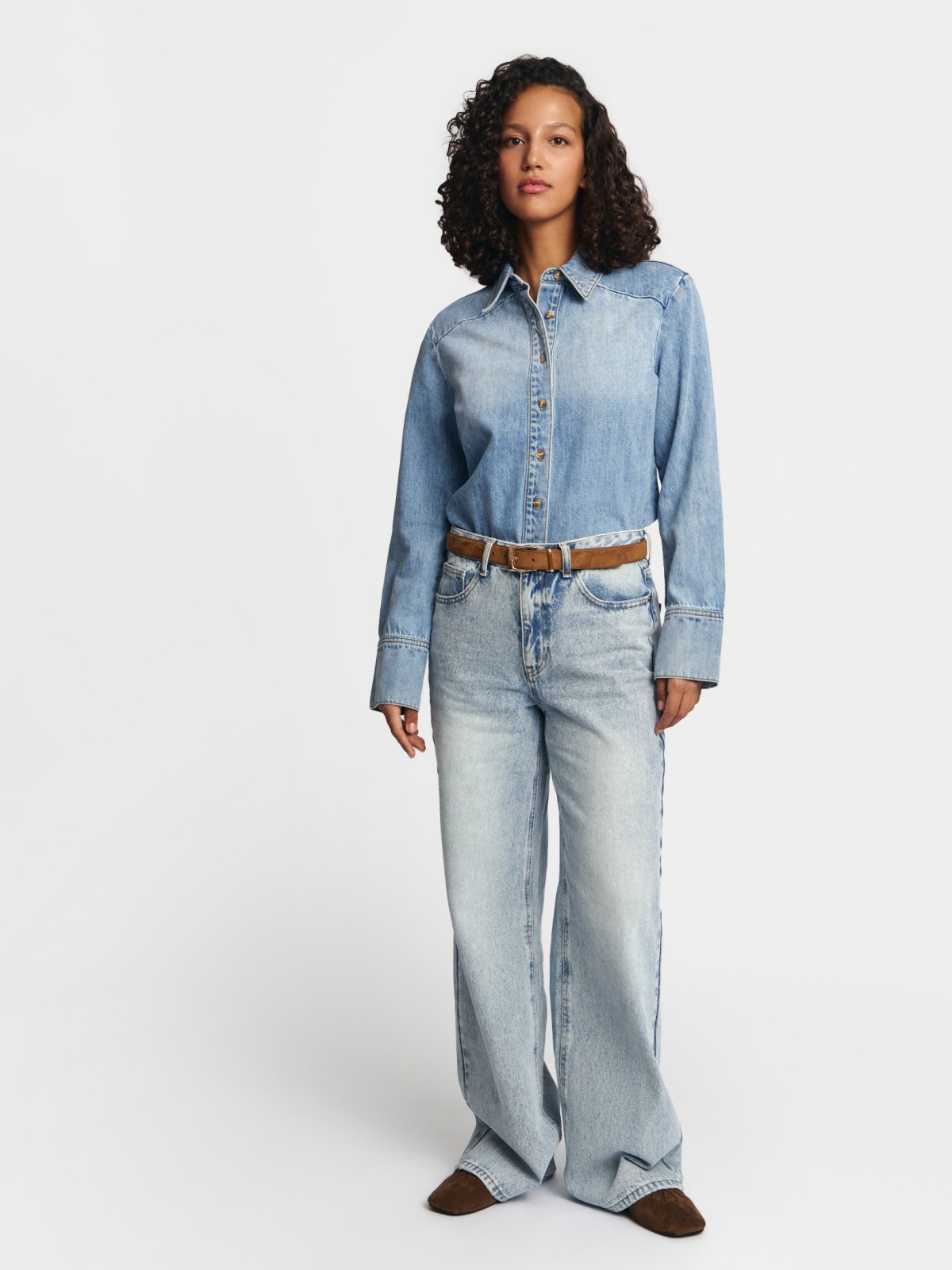 Джинсовая куртка-рубашка из хлопка