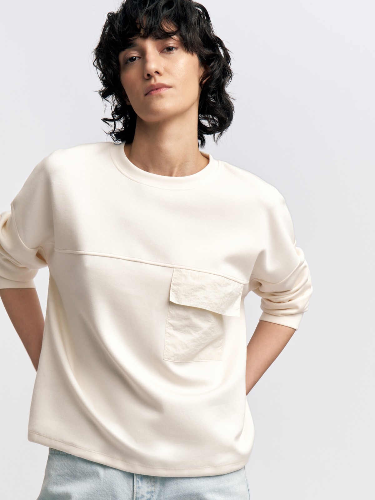 Джемпер на кулиске с карманом