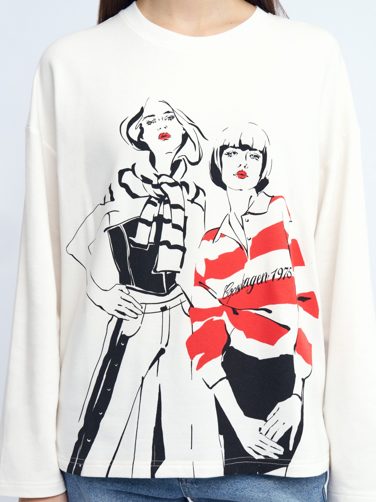 Трикотажный лонгслив с принтом