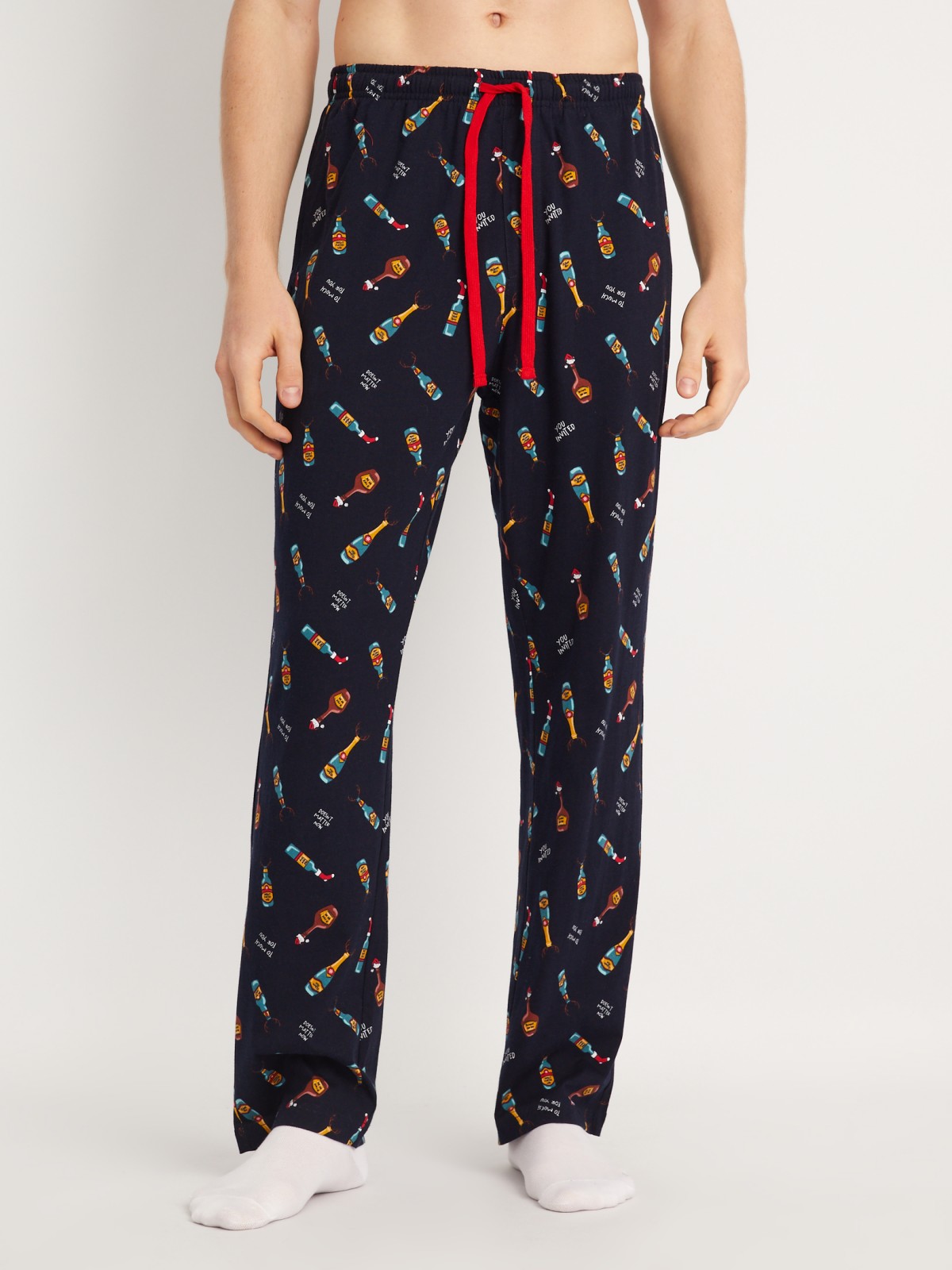 Домашний пижамный комплект новогодний (футболка и штаны) zolla 613458759051, цвет красный, размер S - фото 4