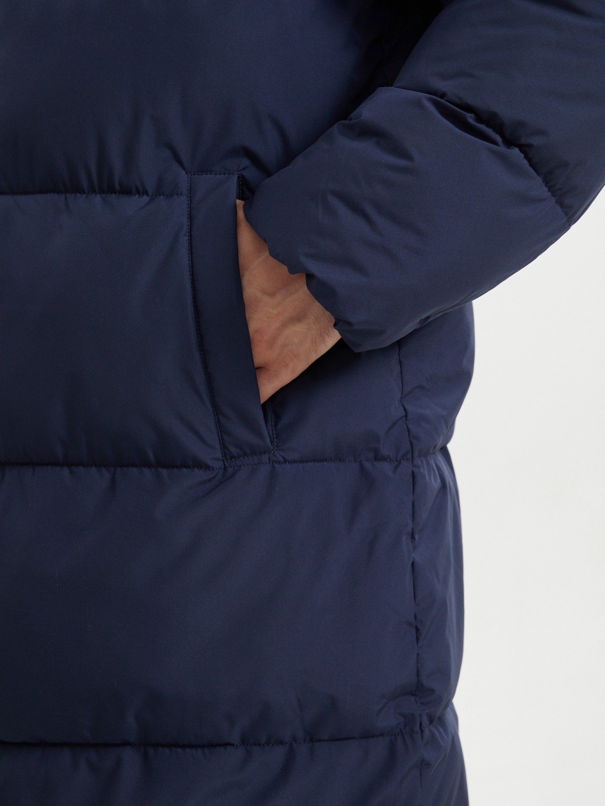 Тёплая куртка-пальто на молнии с капюшоном