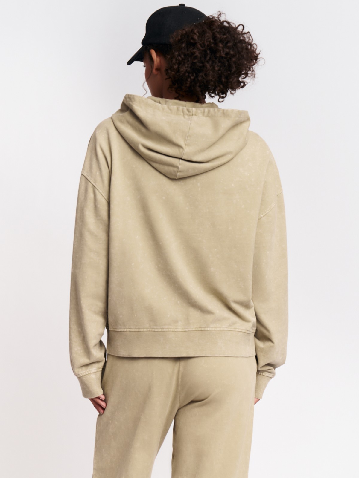 Толстовка из хлопка на молнии с капюшоном