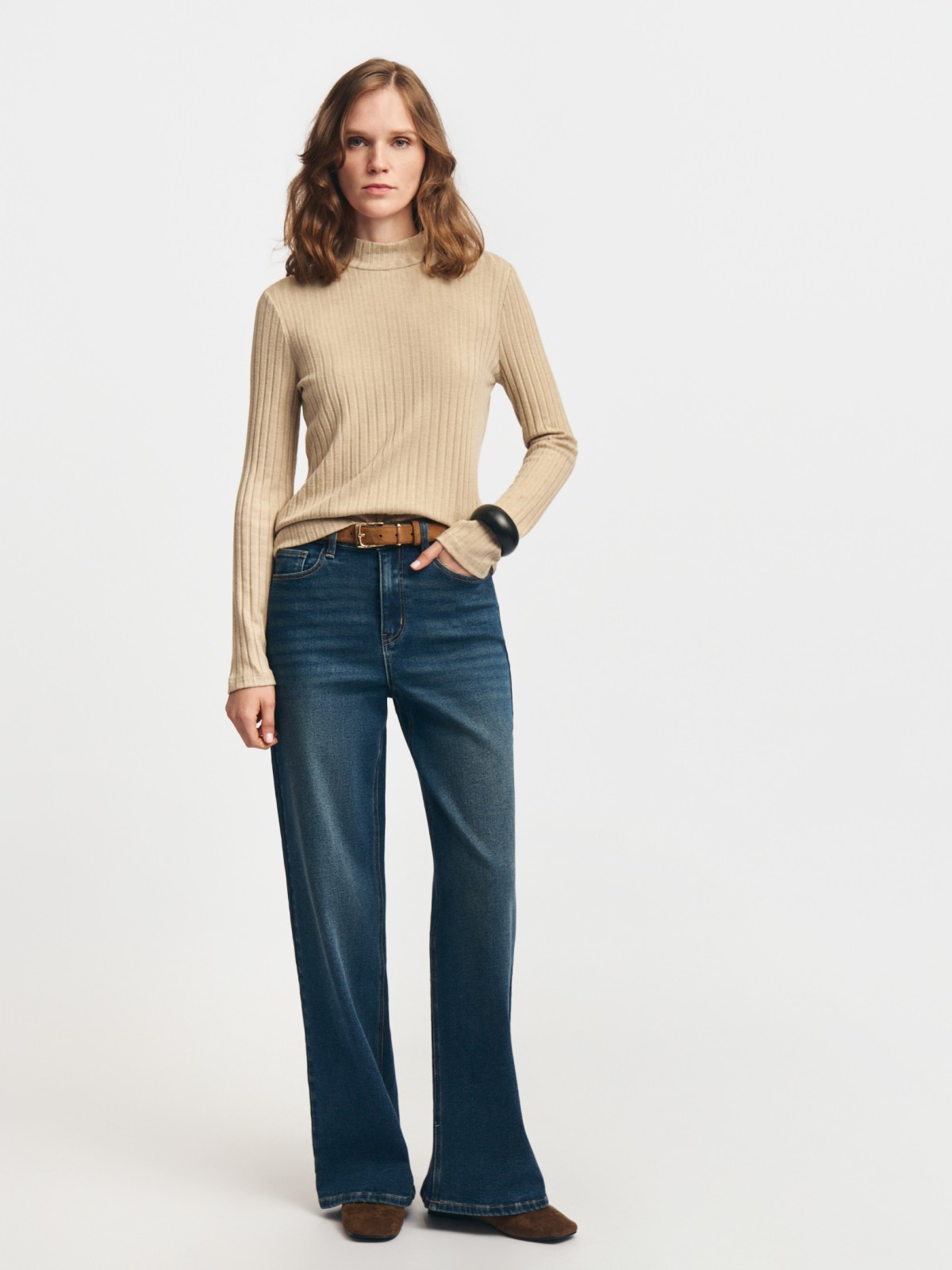 Утеплённые джинсы Wide с начёсом