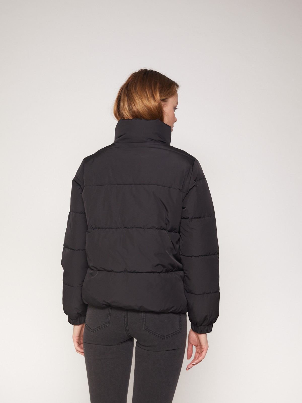 Тёплая куртка с высоким воротником-стойкой zolla 021335112034, цвет черный, размер XS - фото 6