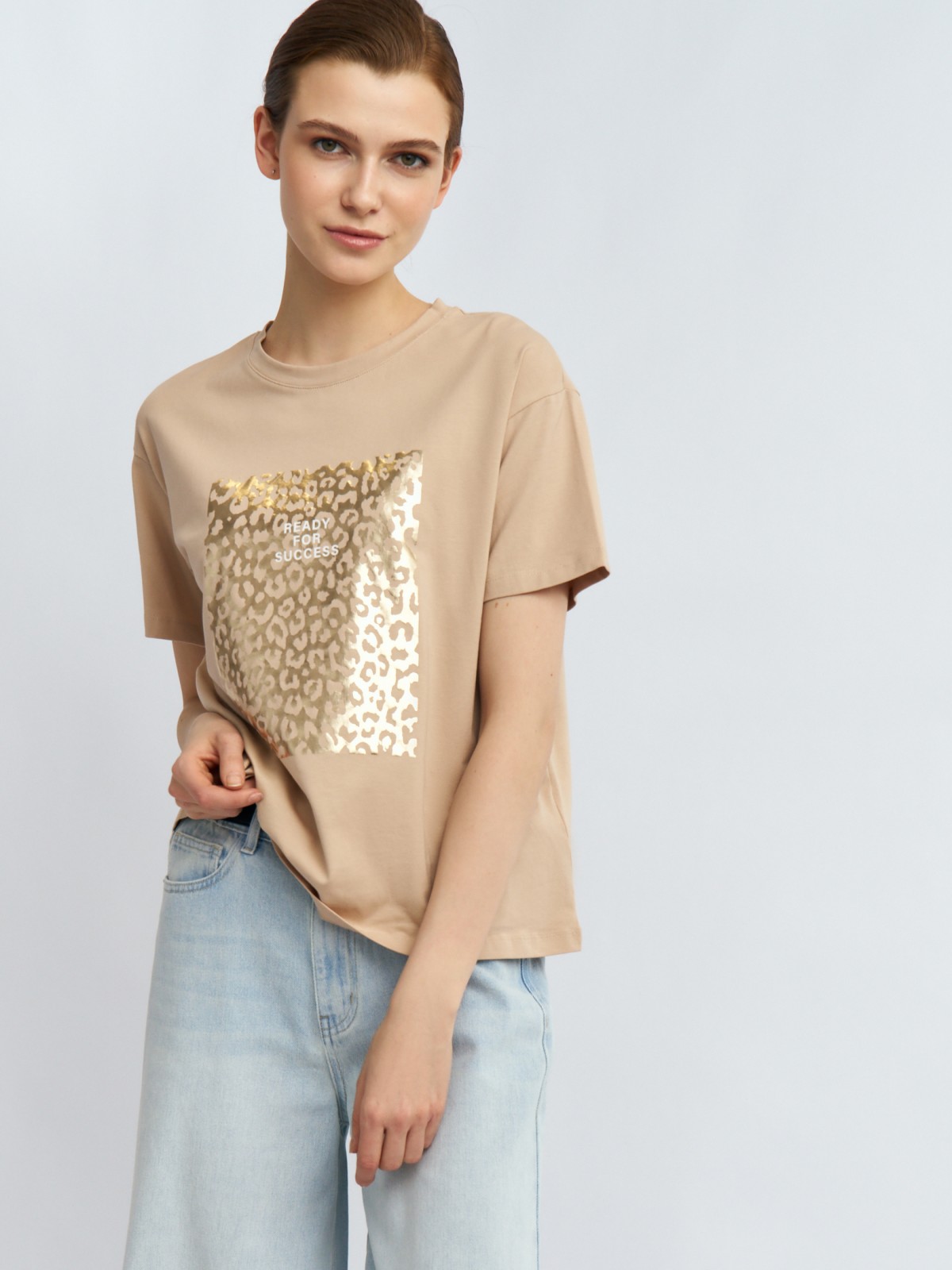 Футболка из хлопка с леопардовым принтом