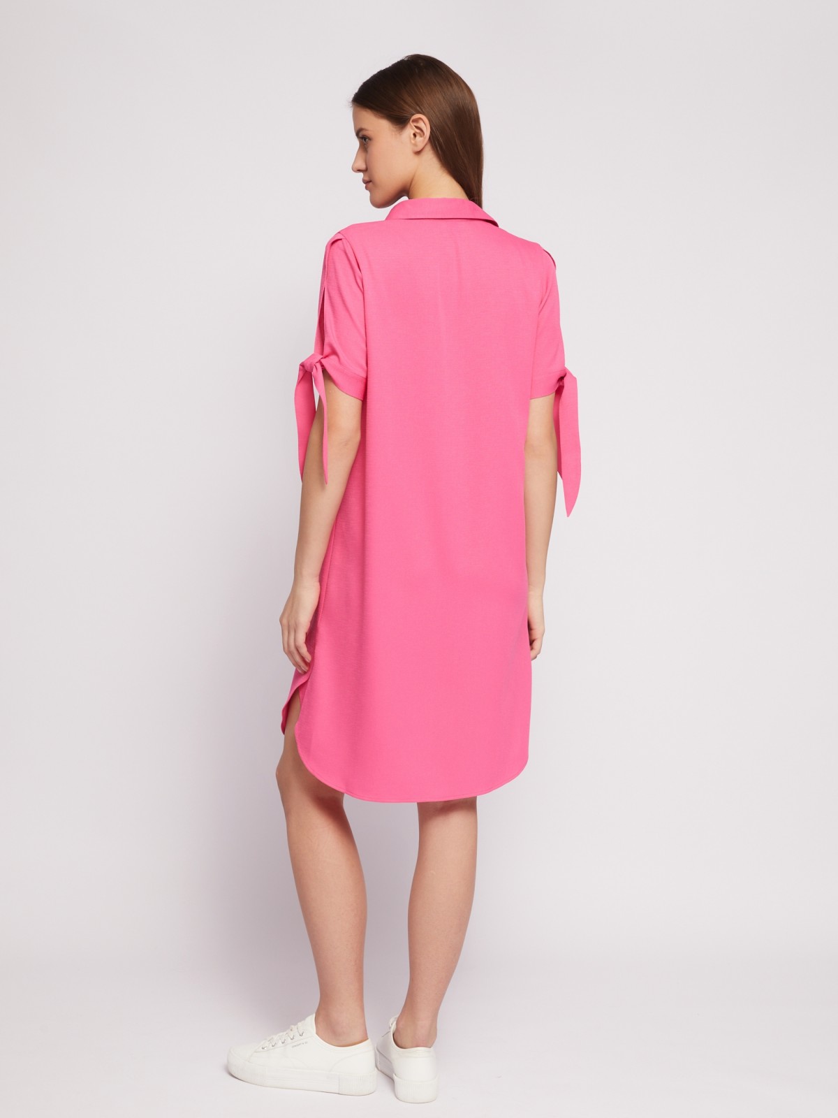 Платье-рубашка мини с акцентом на рукавах zolla 024218239333, цвет фуксия, размер S - фото 6