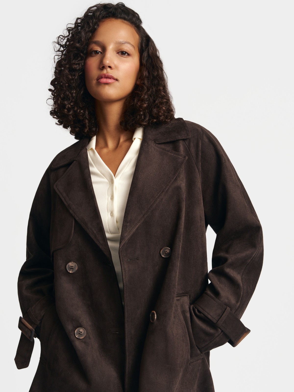 Тренч из экозамши