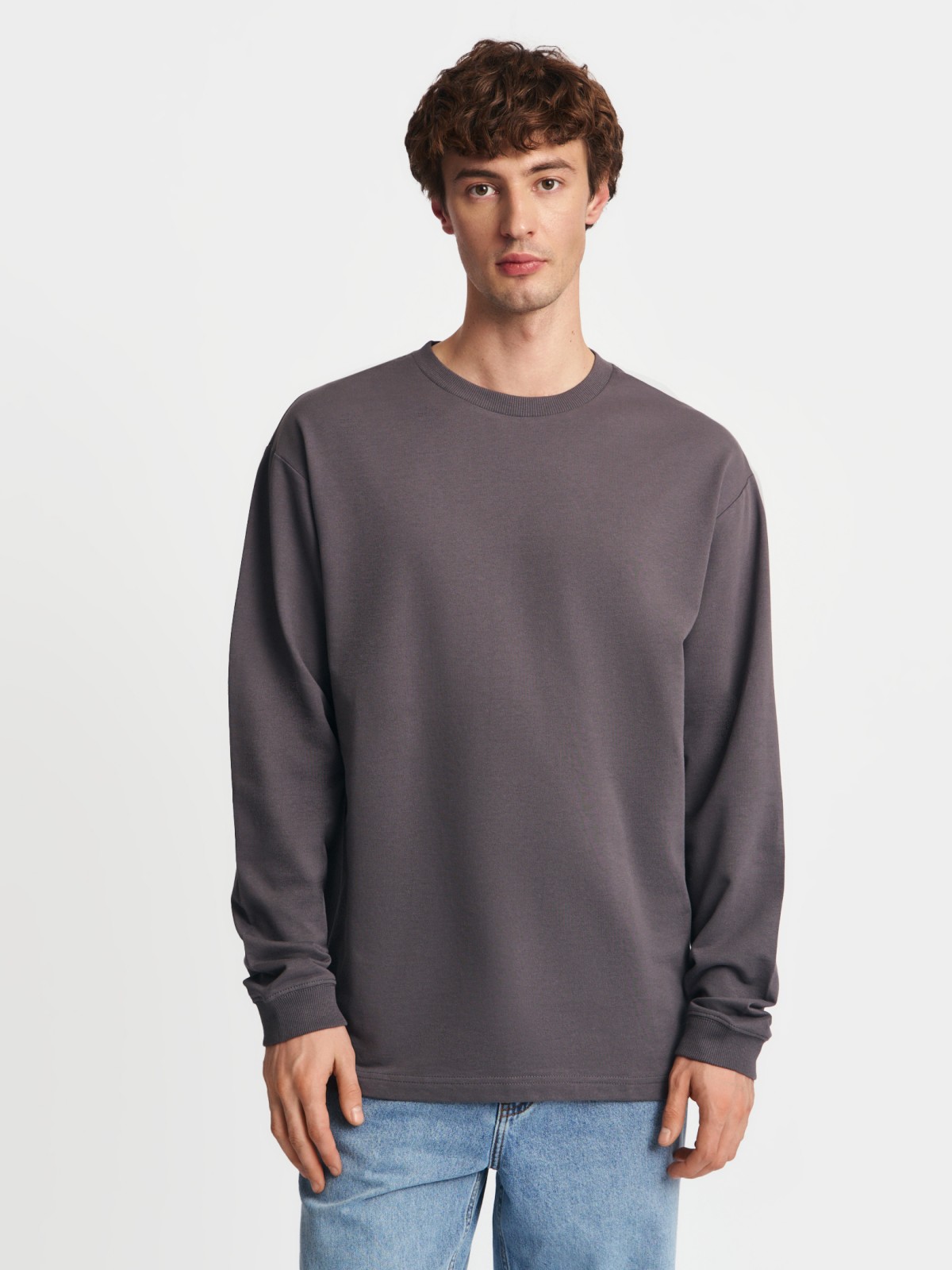 Трикотажный лонгслив из хлопка с длинным рукавом