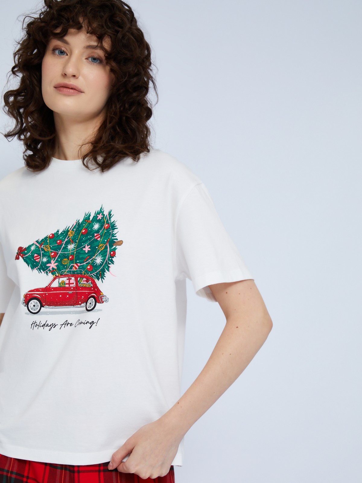 Домашний пижамный комплект из хлопка (футболка и штаны)