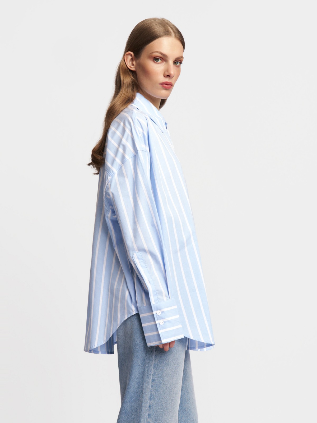 Рубашка оверсайз из хлопка в полоску
