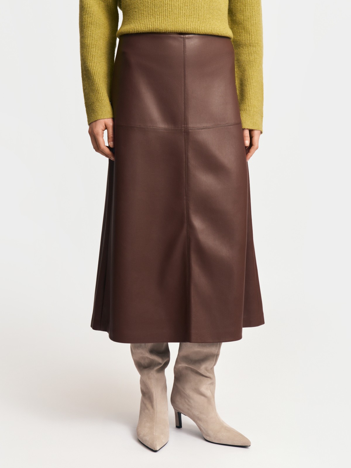 Юбка миди из экокожи