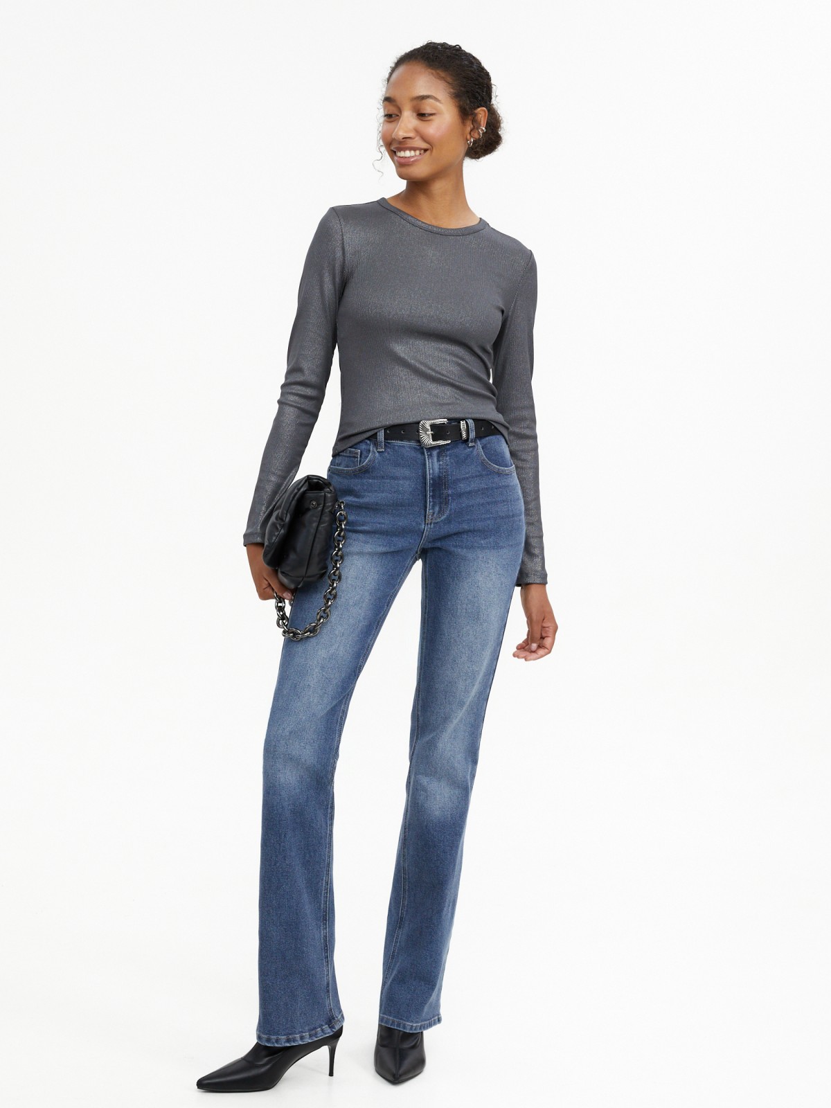 Джинсы силуэта Bootcut с низкой посадкой